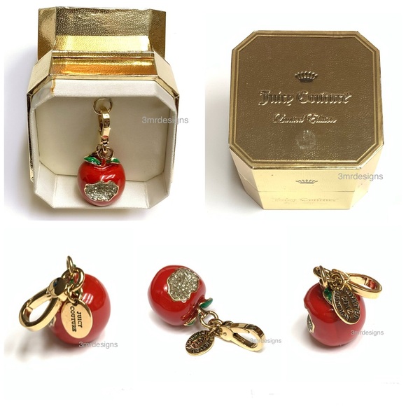 NIB RARE Juicy Couture 2012 Limited Edition BITTEN APPLE Glass Crystals Charm